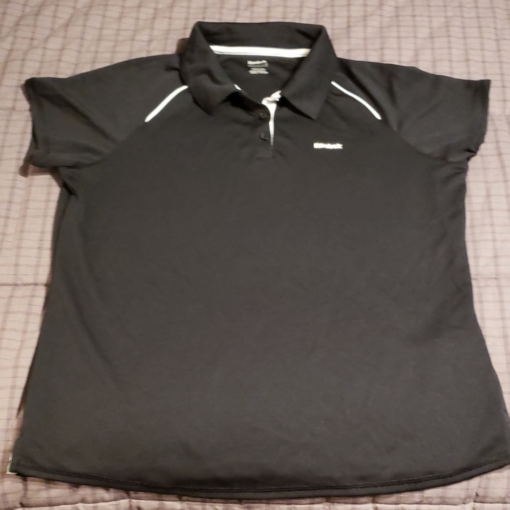 Reebok Play Dry Black Polo Shirt size Large